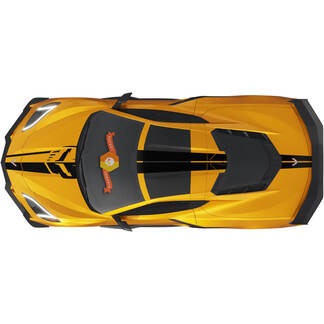 El kit se adapta a la cubierta trasera de la escotilla del motor Chevrolet C8 Corvette Stingray Z06 C8R Rally Racing Stripes pegatinas de vinilo
