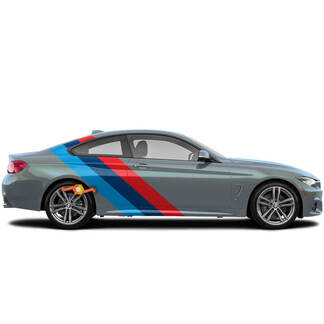 Calcomanía de vinilo trasera para puertas de rayas de colores laterales M compatible con BMW F36 F32 F30 F80 F82 G30 G20 G80 G82, etc.
