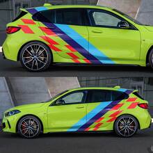 Calcomanía de vinilo trasera para puertas con bandera a cuadros, rayas de colores laterales M, compatible con BMW F36 F32 F30 F80 F82 G30 G20 G80 G82, etc.
 2