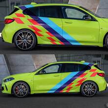 Calcomanía de vinilo trasera para puertas con bandera a cuadros, rayas de colores laterales M, compatible con BMW F36 F32 F30 F80 F82 G30 G20 G80 G82, etc.
 2