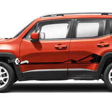 Par Jeep Renegade puertas laterales montañas gráfico raya vinilo calcomanía pegatina raya
 2