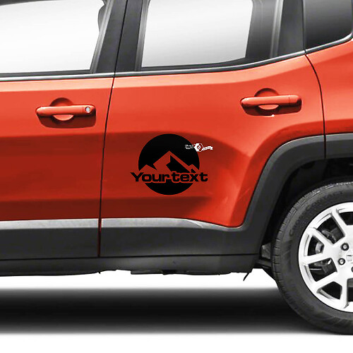 Par Jeep Renegade puertas laterales montañas logotipo gráfico vinilo calcomanía pegatina raya
