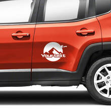 Par Jeep Renegade puertas laterales montañas logotipo gráfico vinilo calcomanía pegatina raya
 2