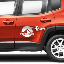 Par Jeep Renegade puertas laterales montañas logotipo gráfico vinilo calcomanía pegatina raya
 2