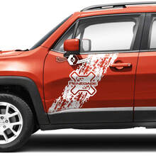 Par de puertas Jeep Renegade, gráfico lateral maltratado, logotipo de Splash destruido, calcomanía de vinilo, pegatina a rayas
 2