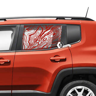 Par Jeep Renegade puertas ventana lateral gráfico maltratado mapa topográfico vinilo calcomanía pegatina raya
