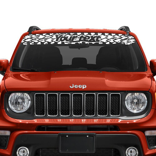 Gráfico para parabrisas con texto personalizado Adhesivo de vinilo con huella de neumático para Jeep Renegade