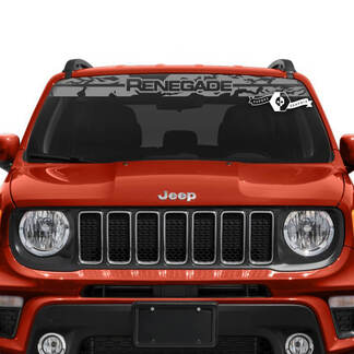 Jeep Renegade parabrisas ventana logotipo gráfico maltratado destruido vinilo calcomanía pegatina
 1