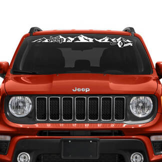 Etiqueta engomada del vinilo del logotipo de las montañas gráficas del Jeep Renegade de la ventana del parabrisas
