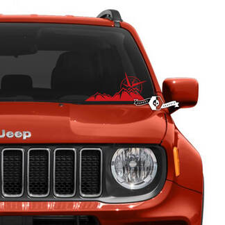 Parabrisas ventana Jeep Renegade gráfico montañas brújula vinilo calcomanía pegatina
 1