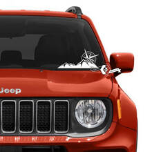 Parabrisas ventana Jeep Renegade gráfico montañas brújula vinilo calcomanía pegatina
 2