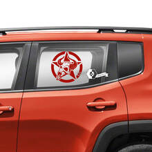 Par Jeep Renegade puertas ventana lateral gráfico cráneo estrella militar vinilo calcomanía pegatina
 2