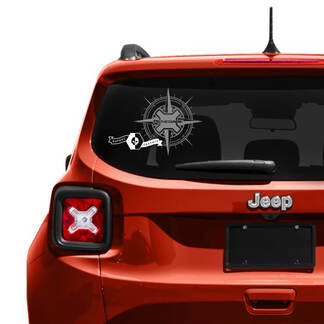 Jeep Renegade puerta trasera ventana logotipo brújula vinilo calcomanía pegatina
