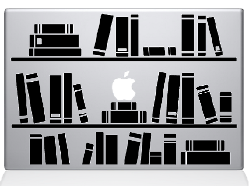 Etiqueta adhesiva de biblioteca de estantería para MacBook
