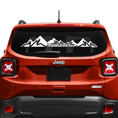Calcomanía adhesiva de vinilo personalizada con texto para ventana de portón trasero Mountain para Jeep Renegade