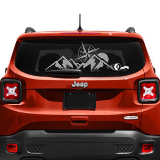 Jeep Renegade puerta trasera ventana montaña brújula logotipo vinilo calcomanía pegatina
