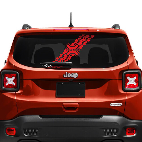 Adhesivo de vinilo personalizado con texto y huella de neumático para ventana de la puerta trasera para Jeep Renegade