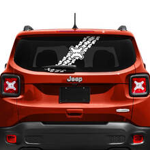Adhesivo de vinilo personalizado con texto y huella de neumático para ventana de la puerta trasera para Jeep Renegade 3