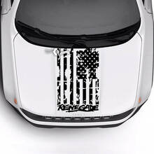 Jeep Renegade Trailhawk Sport USA Bandera Maltratada Destruida Capucha Logo Raya Vinilo Calcomanía Etiqueta
 2