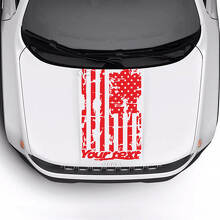 Texto Personalizado Bandera de EE. UU. Desgastada Destruida Logotipo de Capó Franqueada Calcomanía de Vinilo para Jeep Renegade Trailhawk 3