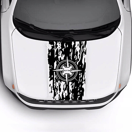 Texto Personalizado Brújula Destrozada Bandera Destruida Vinilo Para Capó Calcomanía para Jeep Renegade Trailhawk