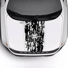 Jeep Renegade Trailhawk Sport Bandera de EE. UU. Brújula Maltratada Destruida Capucha Logo Raya Vinilo Calcomanía Etiqueta
 2
