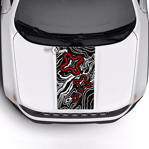 Jeep Renegade Trailhawk Sport Mapa Topográfico Logo Hood Stripe Vinilo Calcomanía Etiqueta 2 Colores
