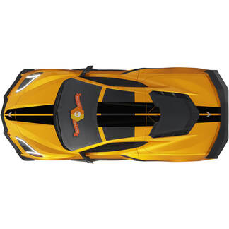 Kit de Chevrolet Corvette C8 Stingray Eray Z06 modelos Capó Techo Rayas traseras Corvette Calcomanía de longitud completa Rayas
