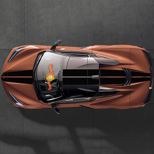 Pegatinas adhesivas dobles en forma de franjas para capó, techo y parte trasera 2 para modelos Chevrolet Corvette C8 Stingray Eray Z06