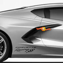 Par Chevrolet Corvette C8 Racing Flag Checkerboard Panel del cuarto trasero Lado Z06 Etiqueta adhesiva de vinilo
 2