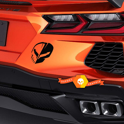 Calcomanía de vinilo para paragolpes trasero Jake Skull para Chevrolet Corvette C8 Z06
