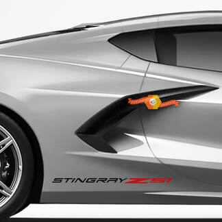 Par Chevrolet Corvette C8 Stingray Z51 Edition Racing guardabarros trasero pegatina de vinilo lateral 2 colores
