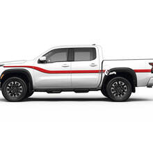2 Nissan Calcomanía Delantera Guardabarros Puertas Cama Guardabarros Trasero Logo Línea Recortar Lado Vintage Nissan Frontier Stripe Vinilo Pegatinas Kit
 2