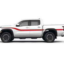 Kit de calcomanías laterales de vinilo con franjas curvas gemelas para Nissan Frontier_2