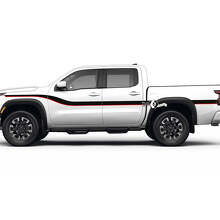 Kit de calcomanías laterales de vinilo con franjas curvas gemelas para Nissan Frontier_3