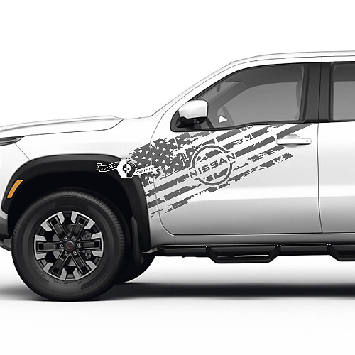 Kit de vinilo adhesivo para puerta con bandera de EE. UU. desgastada para Nissan Frontier