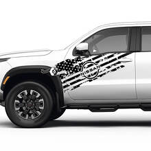 Kit de vinilo adhesivo para puerta con bandera de EE. UU. desgastada para Nissan Frontier_2