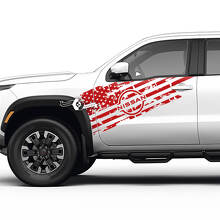 Kit de vinilo adhesivo para puerta con bandera de EE. UU. desgastada para Nissan Frontier_3