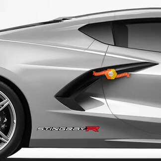Par Chevrolet Corvette C8 Stingray R Edition Racing guardabarros trasero pegatina de vinilo lateral 3 colores
