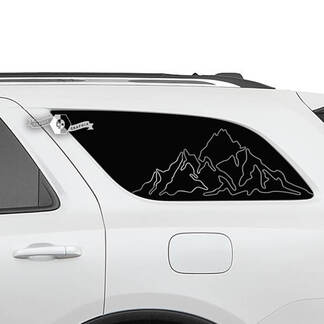 Par de pegatinas de vinilo con contorno de montañas para ventana trasera lateral de Dodge Durango
