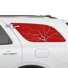 2 pegatinas de vinilo con contorno de árbol de ventana trasera lateral de Dodge Durango
 2