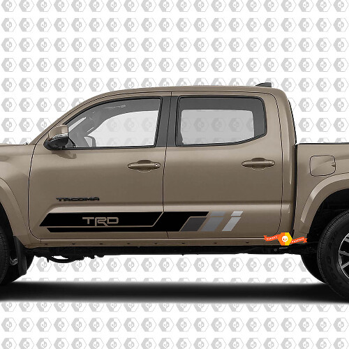 2 TRD Tacoma Puertas laterales Rayas Panel basculante Pegatinas de vinilo Kit de calcomanías para Toyota Tacoma

