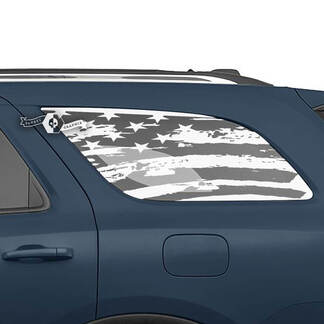 Par de pegatinas de vinilo de calcomanía directa destruidas con bandera de EE. UU. para ventana trasera lateral de Dodge Durango
