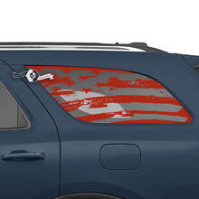 Par de pegatinas de vinilo de calcomanía directa destruidas con bandera de EE. UU. para ventana trasera lateral de Dodge Durango
 2