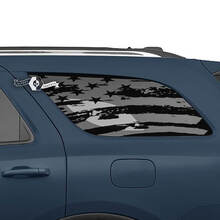 Par de pegatinas de vinilo de calcomanía directa destruidas con bandera de EE. UU. para ventana trasera lateral de Dodge Durango
 3