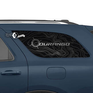 Par Dodge Durango ventana trasera lateral mapa topográfico líneas brújula calcomanía pegatinas de vinilo
