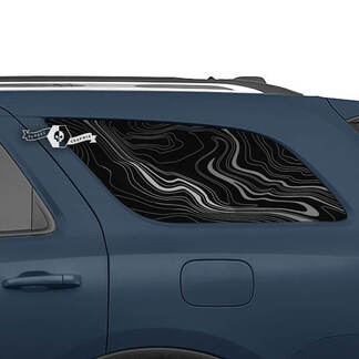 Par de pegatinas de vinilo con mapa topográfico para ventana trasera lateral de Dodge Durango
 1