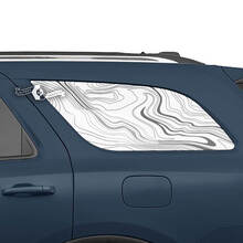 Par de pegatinas de vinilo con mapa topográfico para ventana trasera lateral de Dodge Durango
 2