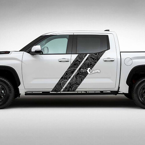 Kit de Calcomanías de Vinilo con Rayas Dobles Laterales Mapa Topográfico para Toyota Tundra