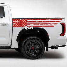 Par Toyota Tundra Bed Side Guardabarros trasero Bandera de EE. UU. Destruido Grange Stripes Vinilo Pegatinas Calcomanía
 2